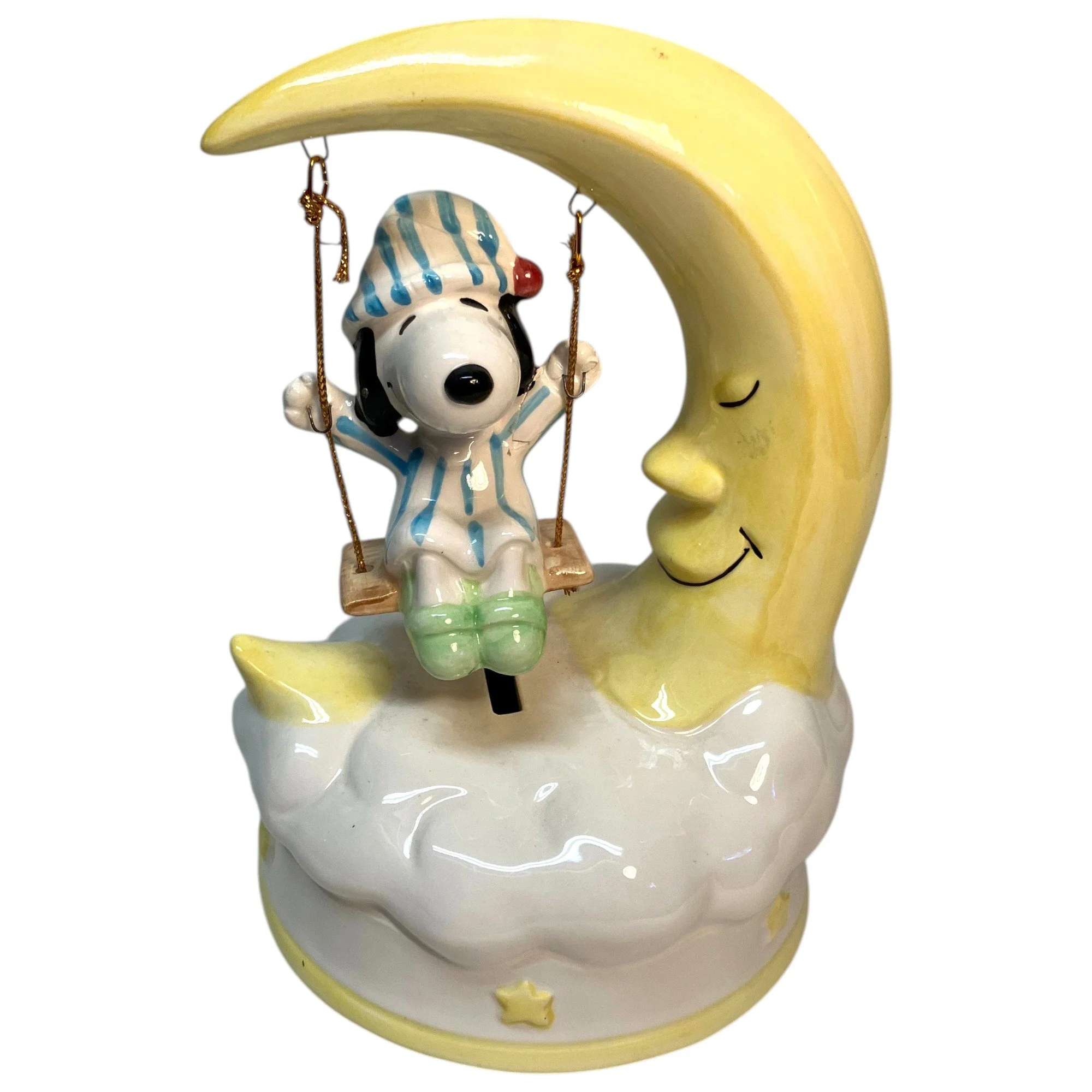 Vintage Peanuts Snoopy Moving Swing/Moon Schmid Music Box